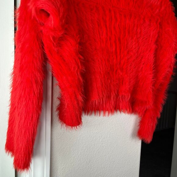 Forever 21+ Off The Shoulder Fluffy Red Sweater Red Size 0X #654 - Picture 6 of 9